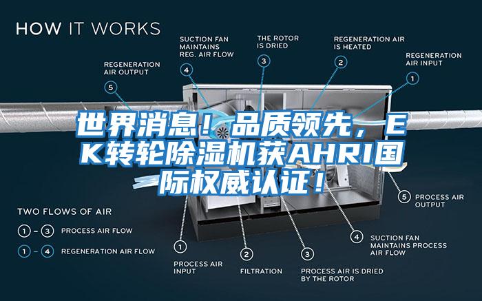 世界消息！品質(zhì)領(lǐng)先，EK轉(zhuǎn)輪除濕機(jī)獲AHRI國際權(quán)威認(rèn)證！